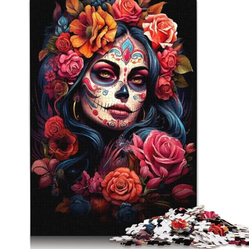 Lebendige Dia De Muertos-Puzzles für Erwachsene, die perfekt zusammenpassen. Puzzlespiele für Erwachsene für Frauen und Männer, 1000 Teile (75 x 50 cm)