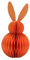 Dekohelden24 Osterhase aus Papier/Pappe, Orange, Magnetisch, 11 x 11 x 20 cm, Moderner Deko-Hänger für Osterdeko