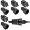 4 Paar Schuko Stecker Kupplung: 250V 16A IP54 Schutzkontakt Stecker, 2-Polig Gummistecker Kupplung Set mit Knickschutz, Aussen Wasserdicht Schukostecker Geeignet für Außenbereich, Schwarz