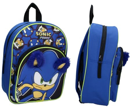mybagstory - Sac à Dos Sonic Garçon Bleu 31 cm | Idéal pour l'école, la maternelle et le primaire, avec bretelles réglables : une idée cadeau parfaite.