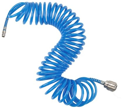 ANOMM Tubo Aria Compressa Spirale 5 Metri, 8mm OD 5mm ID, Tubo Flessibile Spiralato per Aria Compressa, Tubi Pneumatico con Attacco Rapido, Blu