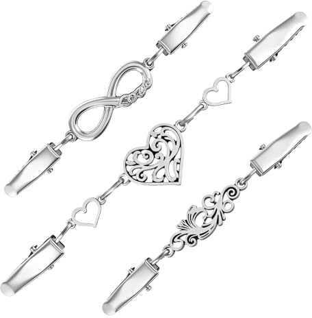 Lot de 3 pinces à cravate pour femme - Anneaux infini en forme de cœur - En forme de feuille - Vintage - Pour pull, cardigan, taille - Pinces pour châle - Décoration pour une variété de styles de