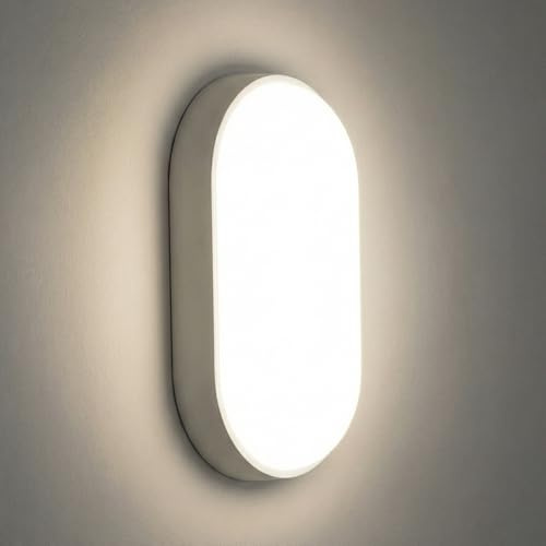 Heyseven Ovale Led Wandleuchte Innen Deckenleuchte, IP54 Feuchtraumleuchte 20W 2000Lm 4000K Neutralweiß Augenschutz Lampe für Keller, Treppe, Garten, Badzimmer, Lager, Flur, Küche, Garage Ra>80