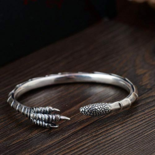 Ladies Armband, handgefertigtes Vintage Armband S925 Antique Craft Eagle Klauenarmband Verstellbare Persönlichkeit Mode ethnischer Stil Kleidung Accessoires
