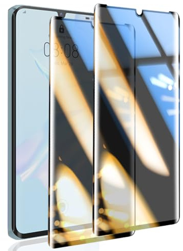 Rniidaaz 2 Pièces Verre Trempé pour Huawei P30 Pro Protection ecran de Confidentialité, Anti Espion tempered glass, film protecteur Anti-Spy, Dureté 9H Glass Résistant aux rayures protege écran