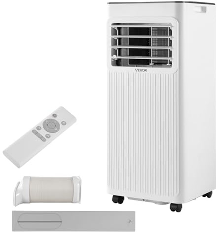 VEVOR Aire Acondicionado Portátil 9000 BTU, 2,6 kW, 3 en 1 Climatizador con Ventilador, Deshumidificador, Control Remoto, Panel Táctil LED, Kit de Ventana Ajustable para Apartamento Oficina Dormitorio