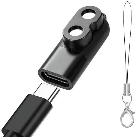 USB C Ladeadapter Kompatibel mit LEDLENSER MH11 MH5 MH7 MH8 iH11R ML4, Magnetisches Ladegerät Ersatzadapter mit Schlüsselband für Taschenlampe Stirnlampe Typ C Ladeadapter Schwarz