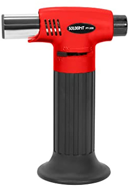 Solder-It Red Pro-Torch PT-200 | Mini Butane Torch Lighter | Compact Blow Torch, Soldering Tool, and Grill Lighter | Waterproof Piezo Electronic Ignition System | For Soldering, Brazing, and Plumbing