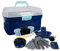 PFIFF 100576 Putzkiste mit Inhalt, Kinderputzbox, 6-teiliges Putzzeug für Kinder, Pferdepflege, Blau