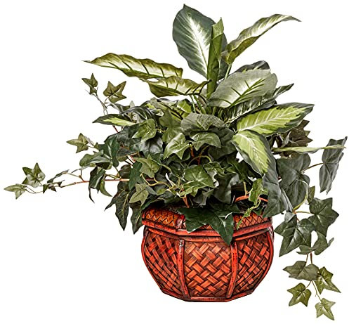 Nearly Natural Dieffenbachia & Ivy with Decorative Planter