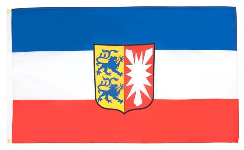 AZ FLAG - Flagge Schleswig-Holstein - 90x60 cm - Schleswig-Holstein Fahne 100% Polyester mit Messing-Ösen - 50g