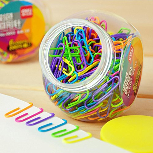 Coideal Büroklammern Bunt Klein, 200 Stück Büroklammer Neon Gummiert, Farbige Büroklammern Beschichtet für Büro Dateien Schule Papier (29 mm)