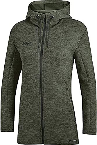 JAKO Damen Kapuzenjacke Premium Basics, Khaki-Meliert, 42