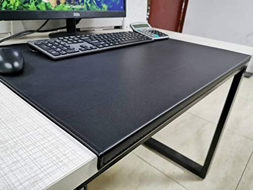 Schreibtischunterlage mit Kantenschutz sanft Luxus Leder,70x40cm Schwarz mit Kantenverriegelung Mausunterlage für Computertastatur, PC und Laptop