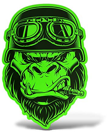 Erreinge® Adesivo Verde Fluo 10 cm Gorilla Sticker stampato per Auto Moto Parete Paraurti Computer Portatile Bagagli Biciclette