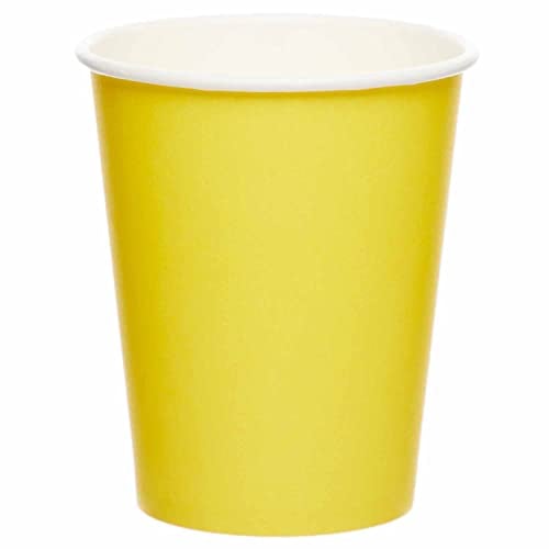 Amscan 9915403-205-66 - Buttercup Yellow Eco-Friendly Recyclable Paper Party Cups - 8 Age 3+ Pack