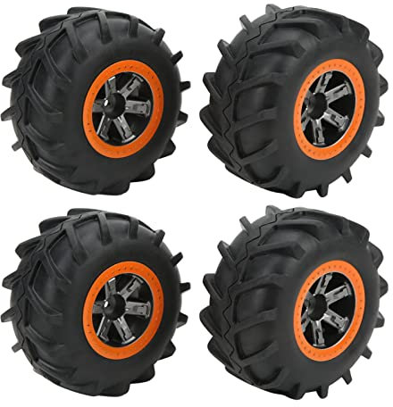 RC Autoräder, 4 Stück RC Autoreifen wasserdichte RC Auto Gummiräder Rutschfestigkeit RC Räder und Reifen für Wltoys 104009 104001, für XLH 9125 9116, für XLF F10 F14 F19 1/12 1/10 RC Auto (Schwarz)