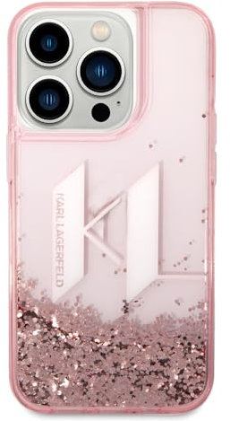 Karl Lagerfeld KLHCP14LLBKLCP Hülle für iPhone 14 Pro 6,1 rosa/pink hardcase Liquid Glitter Big KL