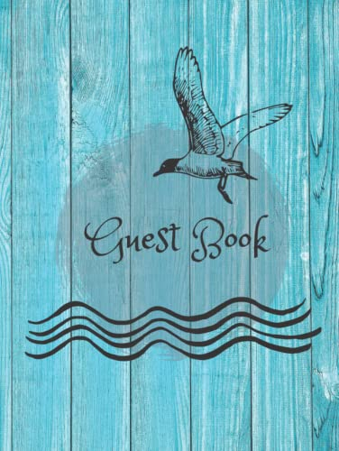 Guestbook Gästebuch Englisch Hardcover für internationale Gäste, Guest Book for vacation rental, 100 Seiten blanko, maritim, Holz Urlaub am Meer, ... Gästehaus, Hotel, Hostel, Ferienunterkunft