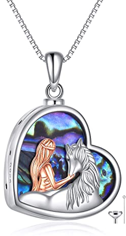 YAFEINI Pferd Urne Halskette Mädchen Anhänger Pferd Urne Kette für Asche 925 Sterling Silber Schmuck Geschenk für Damen Freund (Pferd Urne Halskette)