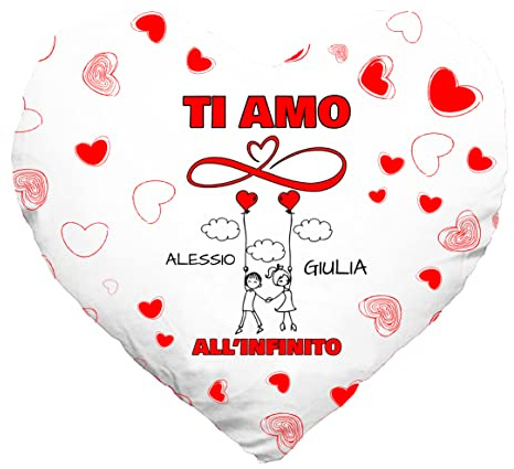 Colorfamily Cuscino SanValentino Personalizzabile a Cuore con nome Ti amo all'infinito Innamorati Amore Love