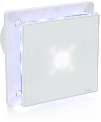 STERR White Bathroom Fan 5 inches / 125 mm with LED + TIMER - Extractor Fan - Glass Front - Modern Look - BFS125LT - 20 W
