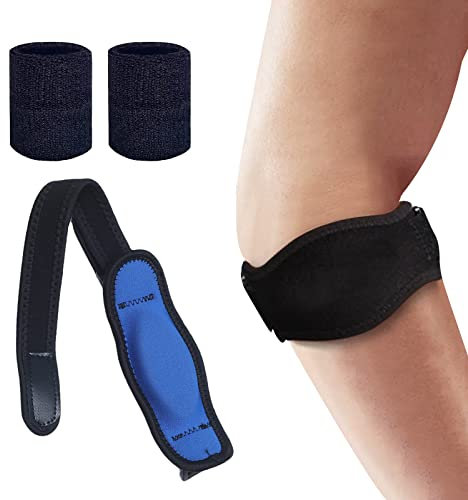 Ellenbogen Bandage, Tennisarm Bandage, Ellenbogen-Bandage zur Schmerzlinderung, Golferarm Bandage, Ellenbogenbandage, Ellenbogen Bandage Einstellbar, mit Schweißbänder Handgelenk, für Damen und Herren