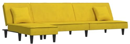 vidaXL Schlafsofa in L Form, Ecksofa mit Schlaffunktion, Bettcouch für Wohnzimmer, Couch Sofa Eckcouch Schlafcouch Samtsofa, Gelb Samt