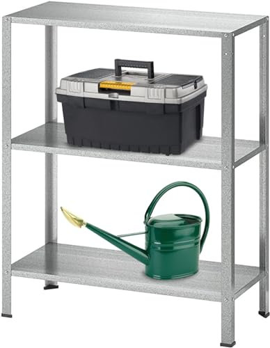 rightclick 3 Tier Heavy Duty Metal Shelving Unit Garage Storage Rack, Plant Stand Greenhouse Shelving Indoor Outdoor Storage Rack_180cm x 90cm x 45cm