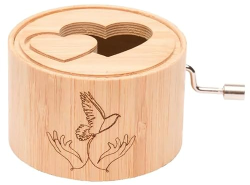 Spieluhr aus Bambus mit der Melodie: Hochzeitsmarsch von Felix Mendelssohn-Bartholdy - music box von Kurbelwerk green-line, Love-Edition, Motiv Taube