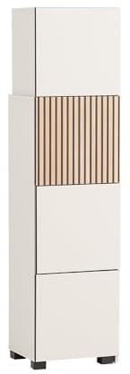 Lomadox Regal Schrank Breite verstellbar Garderobenschrank Flur Regalschrank modern in beige mit Eiche Natur