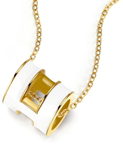 Weiß Halskette Damen Gold mit Anhänger, 18K Vergoldete Halskette Titanstahl Wasserfester Halskette Damen Goldkette Damen Modeschmuck Dupes Schmuck Geschenke für Frauen
