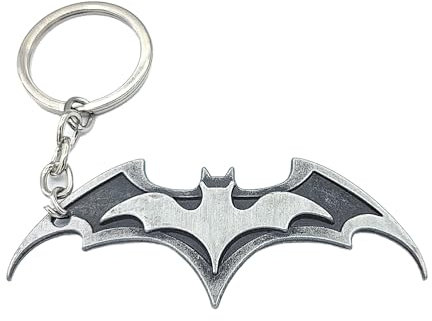 Promotech Supereroe Iconico Bat Logo Portachiavi in Metallo per Bambini e Adulti, argento/nero, L7W3