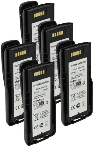 vhbw 5X Akku kompatibel mit Motorola Tetra MTP3550, MTP3500, MTP3250, MTP3200, MTP3100, MTP3150 Funkgerät, Walkie Talkie (2900 mAh, 3,7 V, Li-Ion)