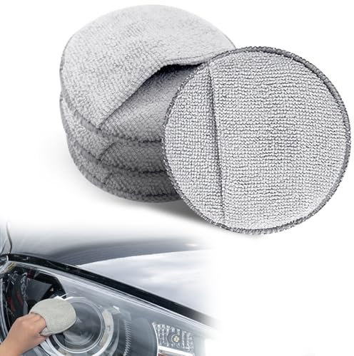 Applicatore di cera in microfibra, 4 pezzi Cuscinetti applicatori ultra morbidi, Dettagli con tamponi per lucidatura per auto con tasca per le dita per la pulizia dell'auto Lucidatura fine (Grigio)