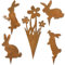 HUYUE Gartenstecker Rost Ostern Hase Deko Osterhase für Gartendeko Osterdeko Rost (5er)
