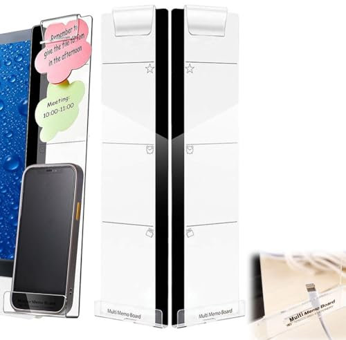 Monitor Sticky Note Holder, Monitor Memo Board for Computer Screen, Acrylic Transparent Message Board, Side Panel Message Organizer, Multifunction Office Desk Accessories for Home Desktop(A-set)