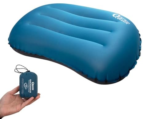 QEZER Ultraleichtes, aufblasbares Campingkissen – verstellbares Ventil – komfortabel und leicht – ideales Campingzubehör für Outdoor-Abenteuer, Wandern, Trekking und Radfahren.