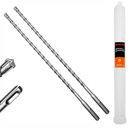 Keewaki 2-Piece 6mm x 310mm SDS Plus Rotary Hammer Drill Bits Set, Cross Carbide Tip, Heavy Duty Masonry Drill Bits for Concrete, Brick Hammer Drill Bits - Concrete Drill Bit Set