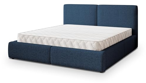 Masseno Polsterbett FELURO NV 120x200 cm, Doppelbett, Bettkasten, Stauraum, Lattenrost Und Kopfteil - Blau, Neve 77