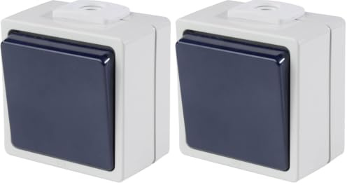 as - Schwabe Aus-und Wechselschalter - Aufputz - Lichtschalter für Feuchtraum - Wechsel-Schalter - UV-beständig - Anschluss Leitungen bis max. 2,5mm² - 230V/10A - IP54 - grau - Made in Germany, 62450
