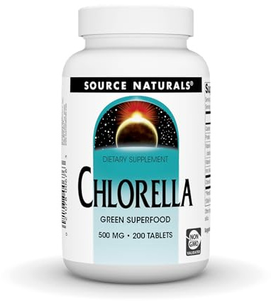 Source Naturals Chlorella 500 mg Green Superfood, Plant-Based B12-200 Tablets