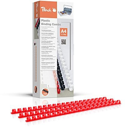 Peach Baguettes Plastique à Anneaux 10 mm, pour 65 Feuilles A4, Rouges, 100 pièces