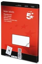 5 Star Addressing Labels Laser 18 per Sheet 63.5x46.6mm White [1800 Labels]