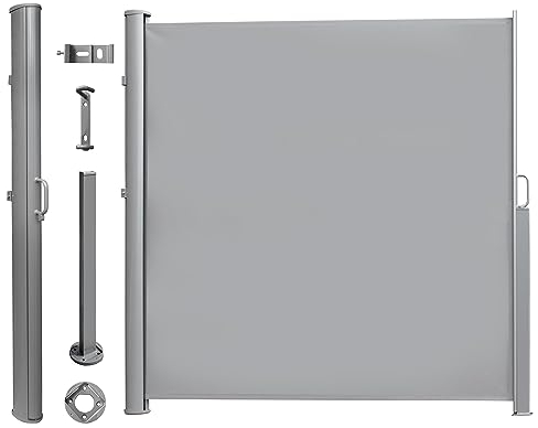 Hausratplus Alu Seitenmarkise Seitenwand Seitenrollo 180x300cm hellgrau