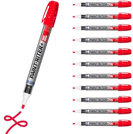 Markal 97252 Paint-Riter+ Rough Surface Liquid Paint Marker, Versatile Surface Compatibility, Bold Mark Size 1.8, Red 12-Pack