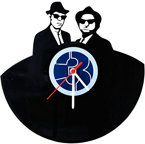 GRAVURZEILE Wanduhr aus Vinyl - Blues Brothers Upcycling Design - Handmade Vintage-Uhr - Wanddekoration im Retro-Design für Musik & Filmfans - Geschenk für Sie & Ihn - Made in Germany