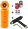 FunTomia 4 Stück Longboard/Skateboard/Mini-Board Rollen (Big Wheels) in 65x45mm 80A inkl. ABEC-9 Kugellager und Metall Spacer 80A Rollenhärte + T-Tool (orange)