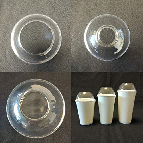 90mm Clear Plastic Cold Drinks Milkshake Smoothie Pick 'N' Mix Sweets Cup Lids - Large Hole - Pack of 50