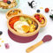 Vinsani Mouse Bamboo Plate and Spoon Set for Baby/Toddler, Mouse-Shaped Suction Plate, Stay-Put Design, Hypoallergenic and BPA-Free (Red)